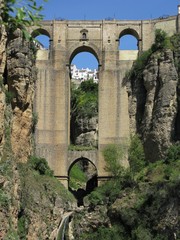 Impressive arched bridge across the gorge at Ronda, Andalucia, Spain