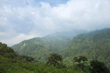 Fototapeta na wymiar Mountains panoramic views in Guatemala central America, Truck to Zunil, Quetzaltenango.