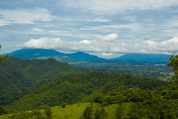 Naklejka na ściany i meble Mountains panoramic views in Guatemala central america.