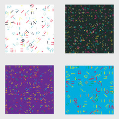 Vintage Textile Memphis Pattern Set - Abstract Vector Old-Fashioned Pop Art Memphis Motif 
