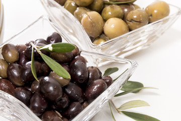 Green and black olives