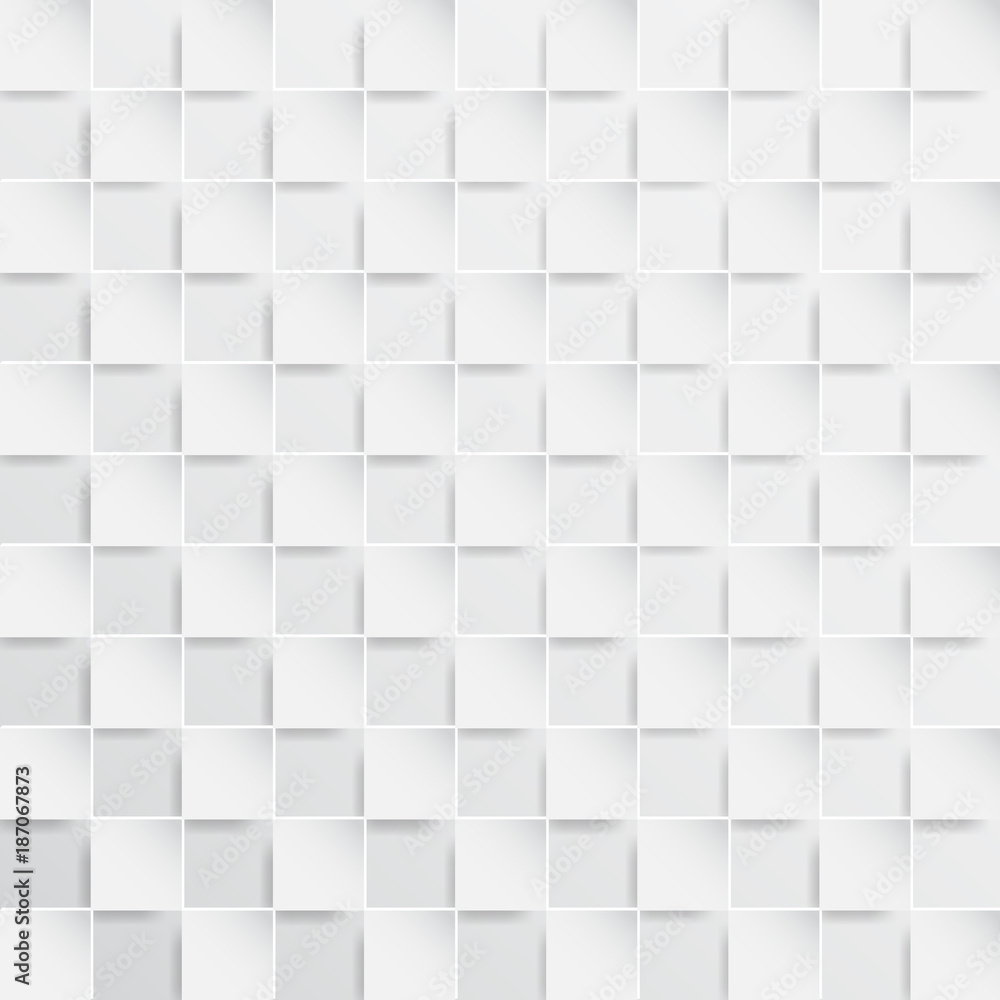 Poster abstract square paper cut style on white checkerboard background.vector illustration.