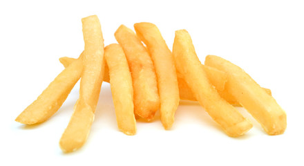 a pile of french fries isolated on white
