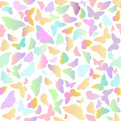 Seamless vector pattern of hand drawn sketch style colorful butterflies.