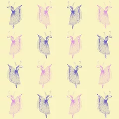 Papier Peint photo Papillons Modèle sans couture de ballerine de style croquis dessinés à la main. Illustration vectorielle.