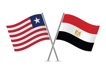 Liberia and Egypt flags. Vector illustration.