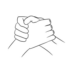 traditional biker handshake. vector illustration. hand drawing.