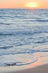 Golden sunset and ocean horizon