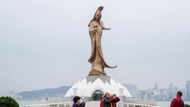 Time lapse The Statue of Guanyin in macau China