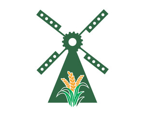 green windmill wheat barn farmhouse dutch image vector icon silhouette