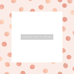 Trendy banner template design. Rose gold dots background. Vector illustration