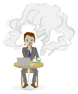 Smoking risk -Cartoon Businessman
