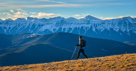 Female Hiker enjoying Mountain View