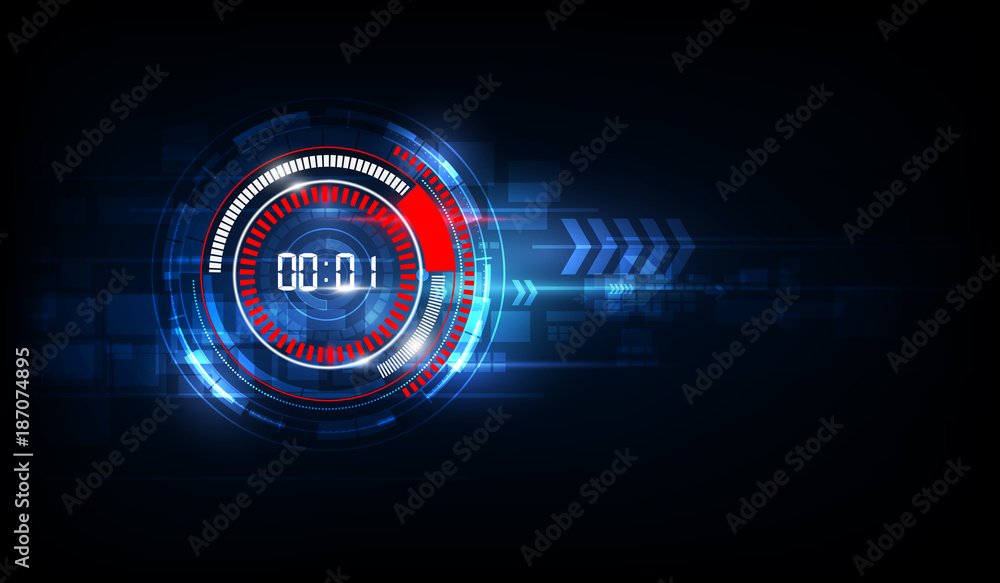 Poster abstract futuristic technology background with digital number timer concept and countdown, vector tr