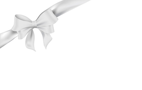 Weiß Schleife. White Satin Ribbon And Bow Vector Illustration.