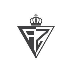 initial two letter half logo triangle black