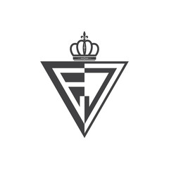 initial two letter half logo triangle black