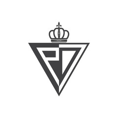 initial two letter half logo triangle black
