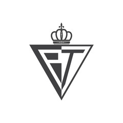 initial two letter half logo triangle black
