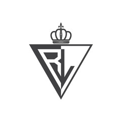 initial two letter half logo triangle black