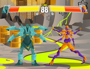 robot battle fighting videogame screen