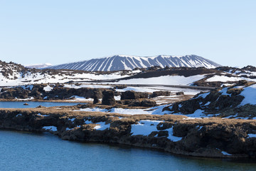 Iceland Myvant volcano midland natural landscape Iceland landscape background