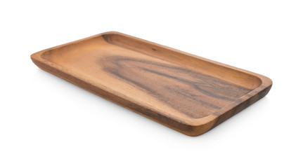 wooden tray isolated on white background