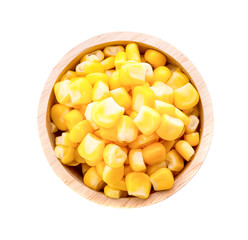 corn in a bowl on a white background