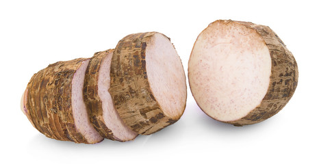 taro root isolated on white background