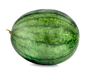 Ripe single full watermelon berry isolated on white background