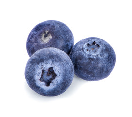  fresh blueberries isolated on white background