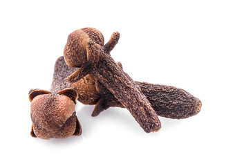 dry cloves on white background