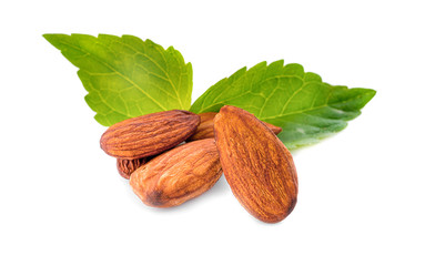 Almond isolated. Nuts on white background