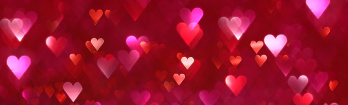 Bright red and pink hearts abstract background