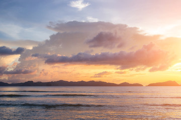 Beautiful sunset in El Nido, Palawan island, Philippines
