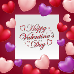 Valentines Day card with heart ballons with text. Vector illustration