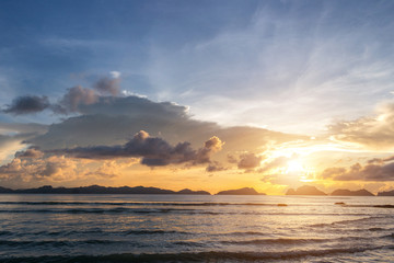 Beautiful sunset  in El Nido, Palawan island, Philippines