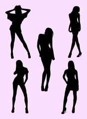 Skinny woman silhouette. Good use for symbol, logo, web icon, mascot, sign, or any design you want.