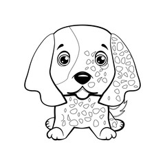 Dog puppy english setter hand drawn.