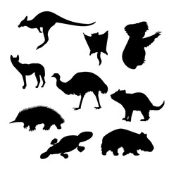 australian animals black silhouettes