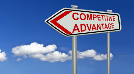 competitive advantage sign symbol red text - 3d rendering