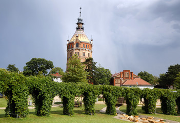 Water tower Wasserturm, erected between 1898 and 1899, after heavy thunderstorm. 10th district...
