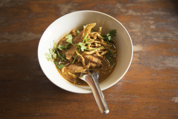 KHAO SAWY, Delicious dishes of the country Thailand   