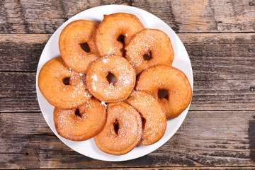 apple donut on wood