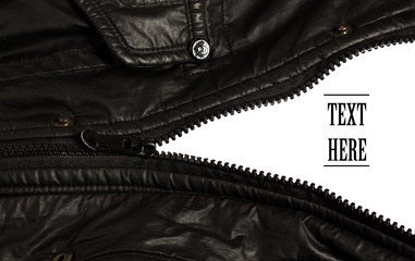 black jacket zipper open on white isolated background © patrapee5413