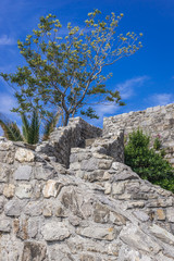 Fototapeta na wymiar Stairs in Old Town citadel of Budva coastal town, Montenegro