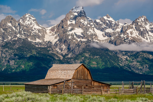 Old barn in Grand Teton Mountains