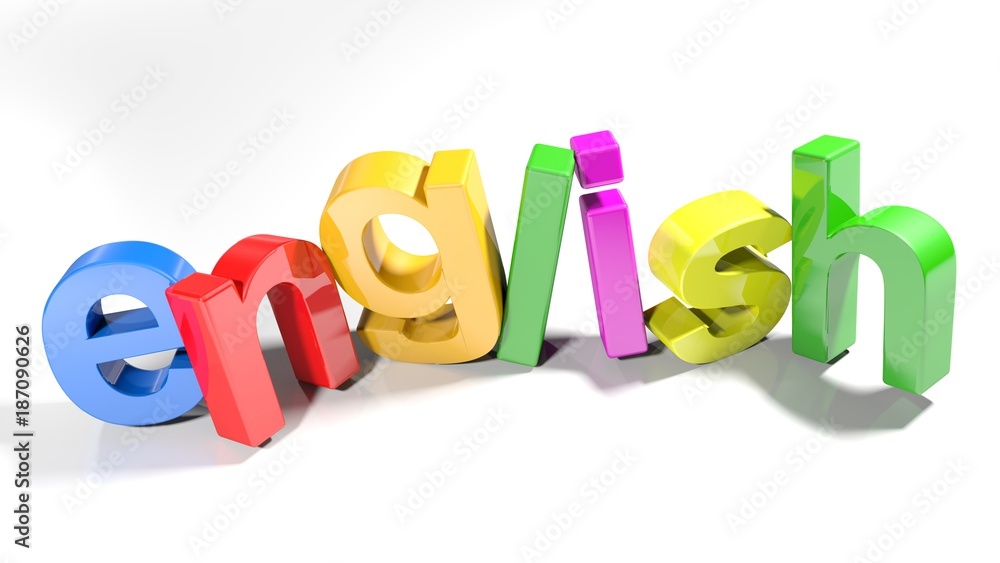 Poster english colorful write - 3d rendering