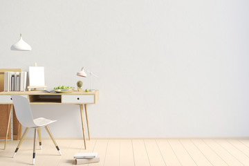 Modern contrast interior in the style loft, a place for study. 3D illustration. wall mock up