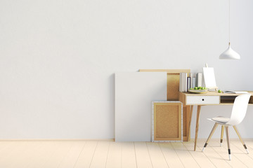 Modern contrast interior in the style loft, a place for study. 3D illustration. wall mock up